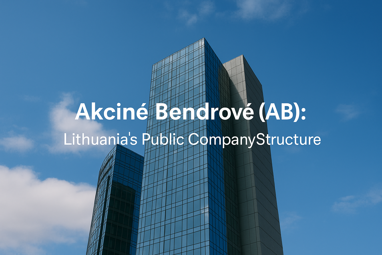 Modern office tower in Vilnius representing Akcinė Bendrovė.